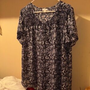 Elegant Navy Paisley Women's Blouse